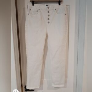 Women's Gap White Button Fly Jeans 14 but fits like 12